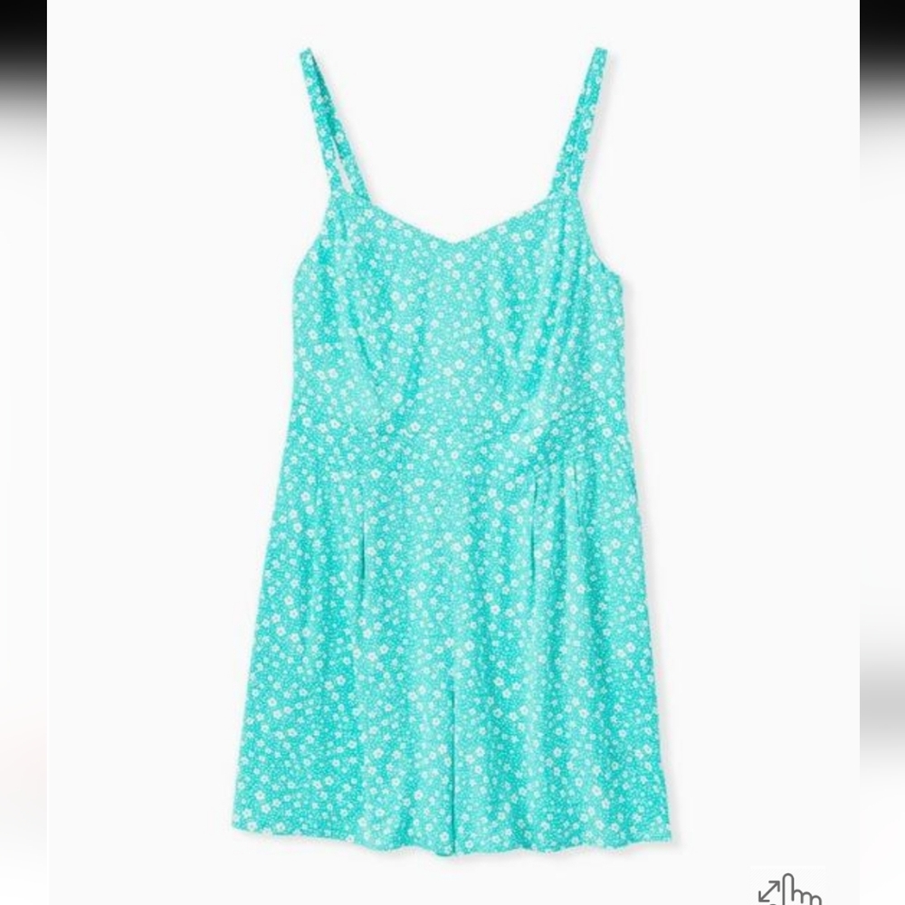 Plus Size 2X Green Floral Torrid Challis Romper women's